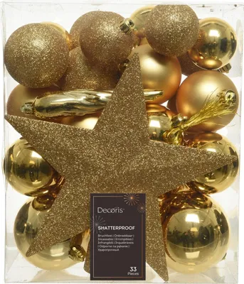 Produktbild von Christbaumschmuck-Set, Goldkugeln, Mix, 33-teilig, 8-5 cm
