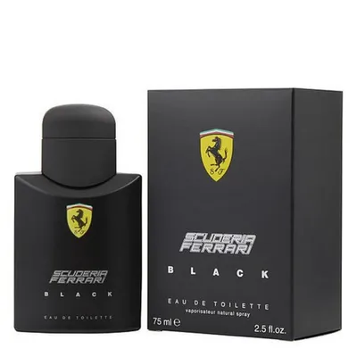 Produktbild von Ferrari Scuderia Black, Männer, 75 ml, Nicht nachfüllbare Flasche, Apfel, Bergamotte, Limette, Pflaume, Kardamom, Zimt, Jasmin, Rose, Bernstein, Amyris, Zedernholz, Moschus, Vanille