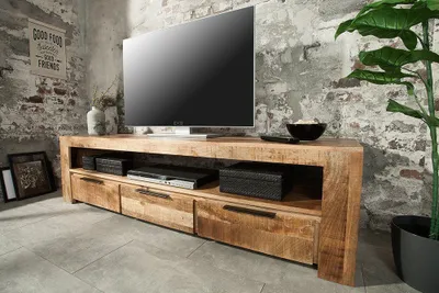 Produktbild von Lowboard Woodridge Massives TV-Board 170cm Mangoholz Low-board mit 3 Schubladen