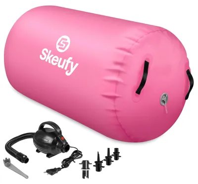 Produktbild von Skeufy Air Matte Track, Aufblasbare Gymnastik Yoga Air Matte Roll mit Elektrischer Luftpumpe, Airroll Air Rolle Turnen Gymnastikmatte, Turnmatte, Sportmatte für Zuhause Outdoor – Größe 120 cm x 60 cm