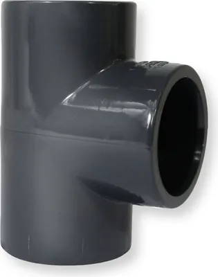 Produktbild von PVC-U Fitting T-Stück Ø 50 mm 90°, allseitig Klebemuffen zum Verbinden von Rohren und Schläuchen