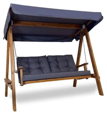 Image de Balancelle de jardin 2 places en épicéa et polyester anthracite - L 203 × P 116 × H 180 cm - Charge 225 kg