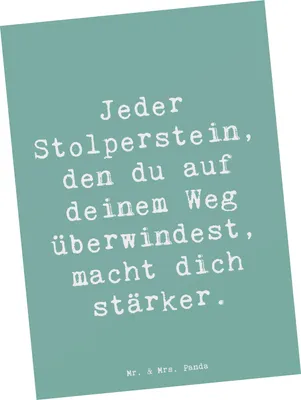 Produktbild von Mr. & Mrs. Panda Grußkarte Spruch Stolpersteine im Alltag meistern - Meeresbrise - Geschenk, Postkarte, Postkarten, Ermutigung, einzelkarte, Durchhaltevermögen, Trost