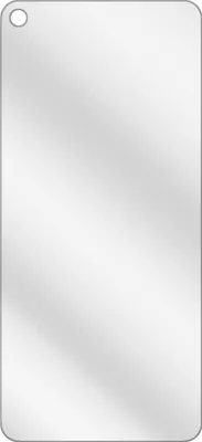 A clear, reflective rectangular object with a hole in the top left corner, likely a screen protector.
