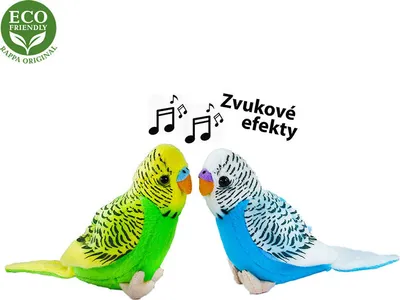 Obrázek produktu pro Plyšová andulka vlnkovaná se zvukem 13 cm ECO-FRIENDLY