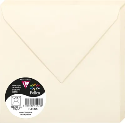 Produktbild von Clairefontaine 5443C, Elfenbein, 120 g/m², 165 mm, 165 mm, Forest Stewardship Council (FSC), Frankreich