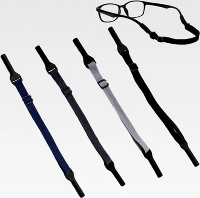 Produktbild von 4 Stück Verstellbare Brillenkette für Sportbrillen und Sonnenbrillen, Brillenhalter mit Kopfband, rutschfeste elastische Schnur – Brillenzubehör