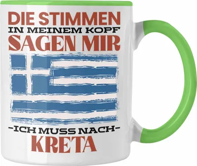 Produktbild von Trendation - Kreta Tasse Urlaub Heimat Geschenk Spruch Griechenland Geschenkidee (Grün)