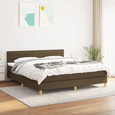 Produktbild von Robuste Einzelbett - Dezentem Design Boxspringbett mit Matratze Dunkelbraun 180x200 cm Stoff - Lattenrost Inklusive - 85649