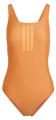 Produktbild von adidas Women's 3 Stripes V-Back Swimsuit, Pure Orange/Pure Tangerine, 32