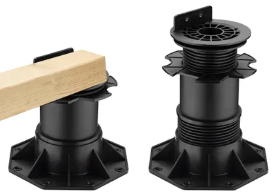 Imagen del producto de Soportes ajustables Wiltec para terrazas, con patas de 150-220 mm, aptos para madera y aluminio, con una capacidad de carga de 600 kg. Ideales para terrazas, con ajuste de pendiente del 5% para baldosas, tablones y listones