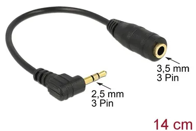 Produktbild von DELOCK Klinkekabel 3,5mm -> 2,5mm 90° Bu/St 0.14m