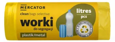 Zdjęcie produktu dla Worki na śmieci Mercator żółty 120 l 10 szt. segregacji folii ldpe żółte 120l 10szt/rolka