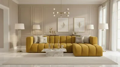 Produktbild von Kaiser Möbel Ecksofa L-Form GRAND 318 cm, stoff Salvador, Gelb, Rechts