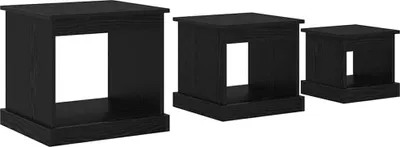 Image de Table basse 3 pcs Chêne noir Bois d'ingénierie