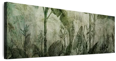 Image de LUMASOUL Tableau sur toile, motif Urban Jungle, tableaux 90 x 60 cm avec motif nature, vert