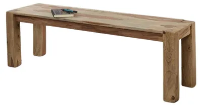 Produktbild von Moderne handgefertigte Bank YOGA aus massivem Shishamholz Natur 140x40 cm