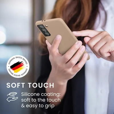 Produktbild von kwmobile Handyhülle für Samsung Galaxy S21 Hülle - Case Silikon - Kabelloses Laden - Schutzhülle Cover in Perlmutt
