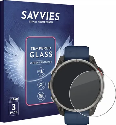 Produktbild von 3x Savvies Schutzglas für Garmin quatix 8 (47 mm) Displayschutz 9H Glas klar transparent