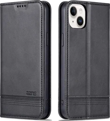 Obrázek produktu pro iPhone 15 Pouzdro, Peněženka s Magnetickým Uzávěrem a Stojánkem, Kožené Flip Pouzdro pro iPhone 15 černé