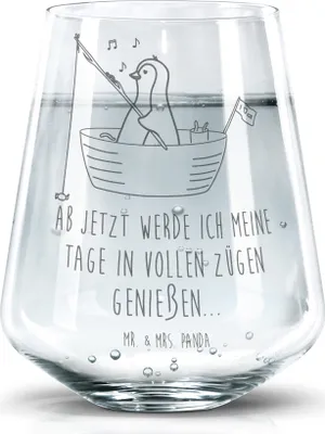 Produktbild von Mr. & Mrs. Panda Trinkglas Pinguin Angelboot - Transparent - Geschenk, Wasserglas, Neuanfang, Angeln, Glasbecher, Tumbler Glas, Dekoglas, Trinkgefäß, Optimistisch