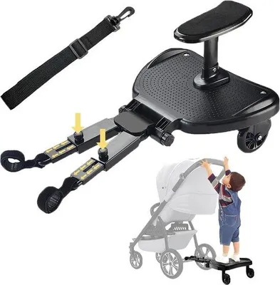 Produktbild von Allgemeiner Kinderwagen-Buggy-Board mit Sitz und Dreifachplattform für alle Kinderwagen - Mehrfachplank - Mehrfahrplank