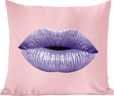 Produktbild von MuchoWow® Zierkissen Sofakissen Wohnzimmer Dekokissen 50x50 cm Lippen - Pastell - Rosa - Komfort - Sofakissen