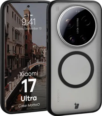Produktbild von Handyhülle mit Magnetring für Xiaomi 17 Ultra, Bizon Case MatteO, Getönt-Schwarz