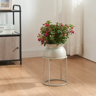Produktbild von Pflanzenständer ‘Assen’ mit Blumentopf Metall 31,5 x 19,5 cm Hellgrau