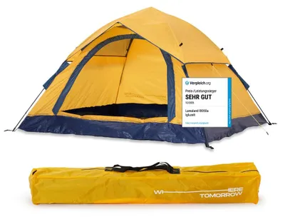 Produktbild von Where Tomorrow Pop Up Wurfzelt 3 Personen 215x195x120cm gelb
