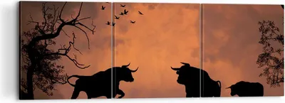 Produktbild von Bild auf Leinwand - Leinwandbild - Tier wütend Stier - 120x40cm - Wand Bild - Wanddeko - Wandbilder - Leinwanddruck - Bilder - Kunstdruck - Wanddekoration - Leinwand bilder - Wandkunst - CA120x40-0494