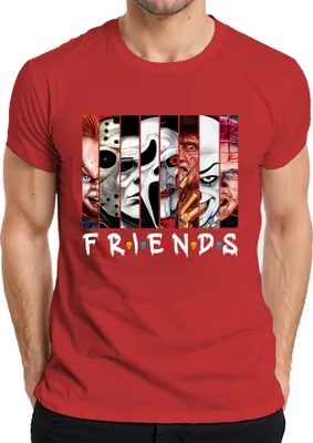 Imagen del producto de Camiseta roja para hombre, talla 3XL, con motivos de terror: Jason, Michael Myers, Pennywise, Freddy Krueger, Chucky