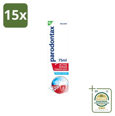 Obrázok produktu pre 15 ks zubnej pasty Parodontax Active Repair, pre zdravé ďasná, s príchuťou čerstvej mäty, 75 ml - balenie
