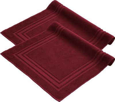 Komfortec Badvorleger Set 2 Teilig, Frottee Duschvorleger, Waschbar Duschmatte & Badteppich, 600 g/m² &100% Baumwolle, Saugfähig & Schnelltrocknend, 50 x 70 cm, Aurorarot
