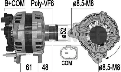 Immagine prodotto di ERA 209571A - Alternatore/generatore LiMa da 140A, 12V, compatibile con:
* VW Golf VII (berlina a 5 porte) (modelli: 5G1, BQ1, BE1, BE2)
* VW Passat Variant (modello: 3G5, CB5)
* VW Golf VII Variant
* VW T-Roc