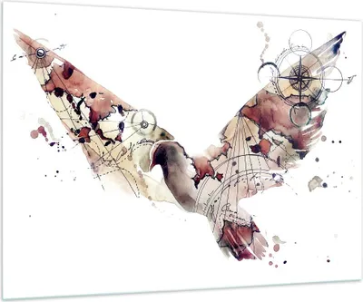 Produktbild von Bilder auf glas - Vogel Abstraktion - 100x70cm - Glasbilder - Wandbilder - Kunstdruck - zum Aufhängen bereit - Wanddekoration aus Glas - Glas Bilder - Wandbild auf Glas - Einteilig - GAA100x70-4109