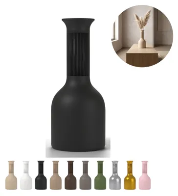 Immagine prodotto di Vaso decorativo Hoji 24,5 cm, a bottiglia con collo scanalato, PLA – Nero