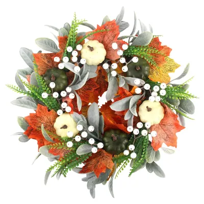 Künstlicher Herbstkranz, Halloween-Dekoration, 40 cm, Orange