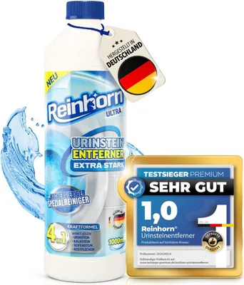 Produktbild von REINHORN Urinsteinentferner Urinsteinlöser EXTRA STARK Profi 1000ml WC Reiniger 4in1 Kraftformel I hochergiebiges Powerkonzentrat  Germany gegen Urinstein Kalkstein Seifenstein Rost I