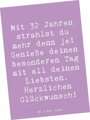 Produktbild von Mr. & Mrs. Panda Postkarte Spruch 32. Geburtstag - Lavendeltraum - Geschenk, Jubiläum, Happy Birthday, genießen, Liebsten, Alter, Grußkarte, Postkarten, Ansichtskarten
