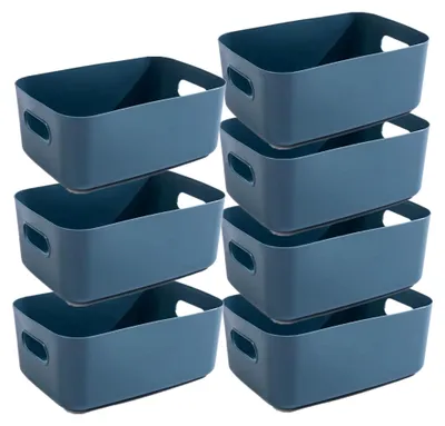 Produktbild von 7 Aufbewahrungsboxen aus Kunststoff mit Griffen 30×20×12cm, Organizer für Badezimmer und Küche, Aufbewahrungskörbe für Küche, Bad und Spielzeug