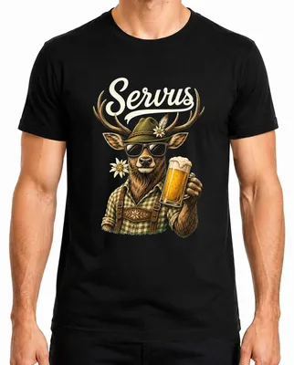 Productafbeelding van Servus Hirsch Bayern, , traditioneel kledingstuk, heren T-shirt, zwart, maat L