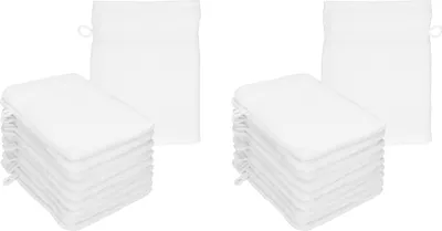 Produktbild von Betz 20 Stück Waschhandschuhe 16x21 cm PREMIUM 100% Baumwolle  Farbe: weiß
