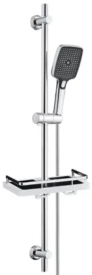 Productafbeelding van JOHO RVS douchestang, 100 cm, met doucheplank, doucheset met handdouche, slang en houder, geschikt voor bestaande boorgaten, chroom