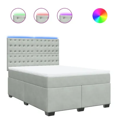 Produktbild von Boxspringbett mit Matratze Hellgrau 140x200 cm Samt