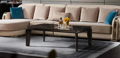 Image de Table basse salon bois Design moderne Meubles de Luxe Table d'appoint cuir
