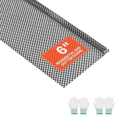 Image de VEVOR, 40 pièces, protection pour gouttières, 152,4 mm, grille anti-feuilles en acier revêtue par poudre, coupe-feuilles pour gouttières, longueur totale de 36,58 mètres, grille de protection anti-feuilles avec des trous de 6 mm, pour maisons et abris de voiture, couleur noire