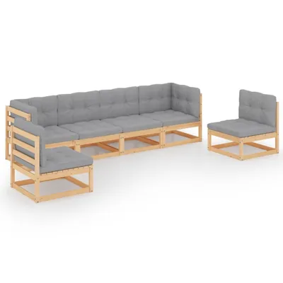 Immagine prodotto di vidaXL set da giardino da 6 pezzi con cuscini in legno di pino massiccio