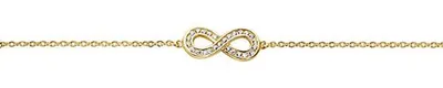 Produktbild von New Bling 9NB-0225 Zilveren armband met infinity - zirkonia - lengte 17 + 3 cm - goudkleurig