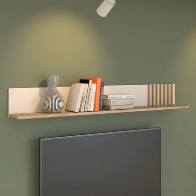 Immagine prodotto di Mensola da Parete Neutra Cashmere e Rovere con Dettaglio Cannettato